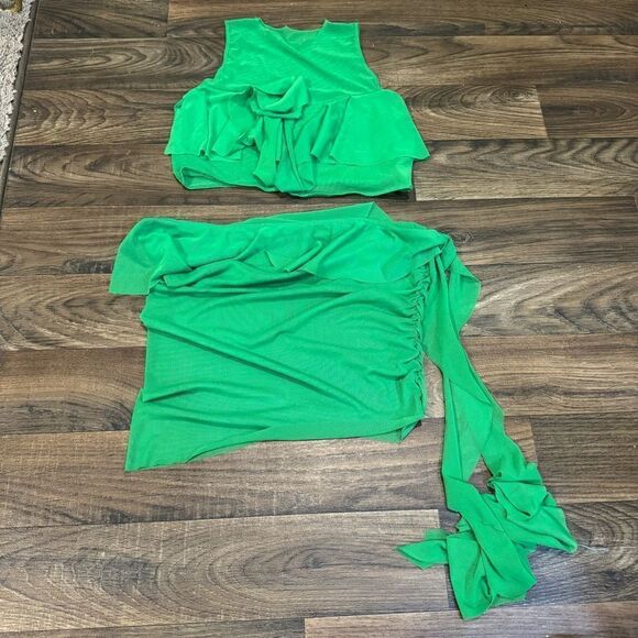FN Green Ruffled Two Piece Cover Up - Picture 1 of 5